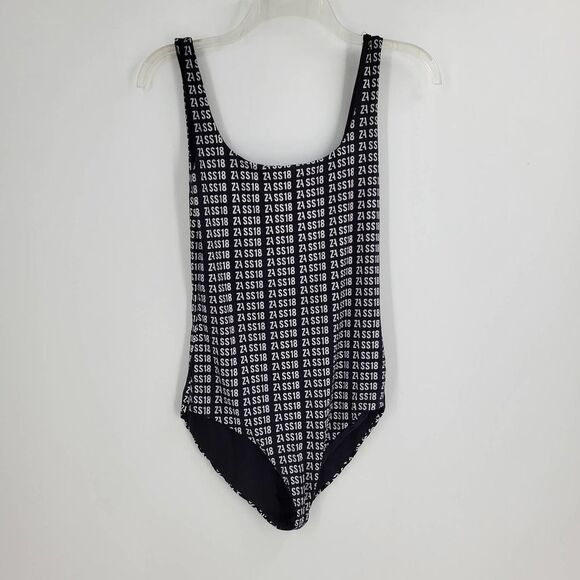 ZARA women's M black with alphabet onesie bodysuit - Picture 1 of 3
